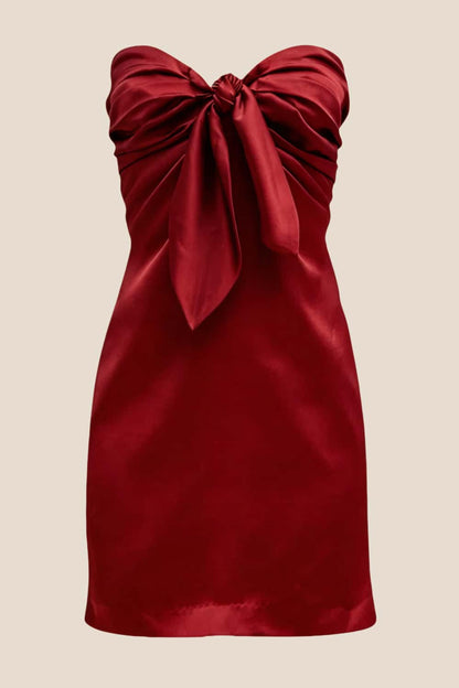 Strapless Navy Blue Tie Front Short Dress