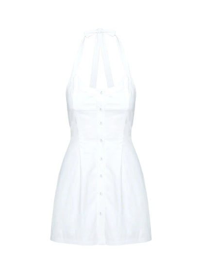 Mallorie Halter Mini Dress White