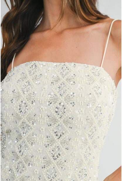 Eden Pearl Embellished Mini Bodycon - Ivory