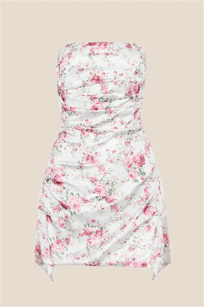 Strapless Grey Ruched Short Homecoming Dress