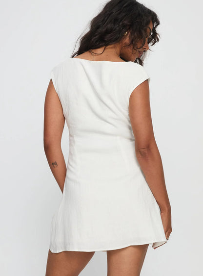 Lover Like Me Linen Mini Dress White