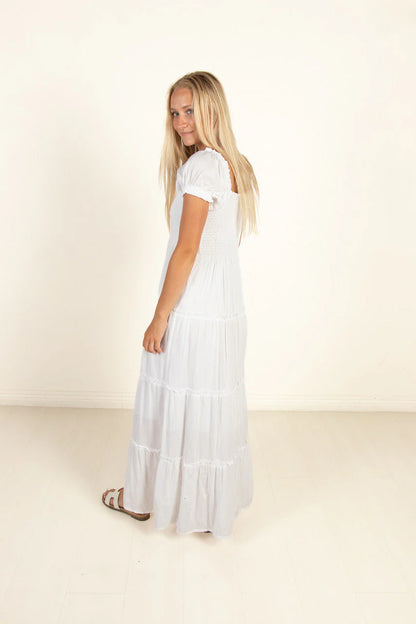 White Lace Up Milkmaid Maxi Dress