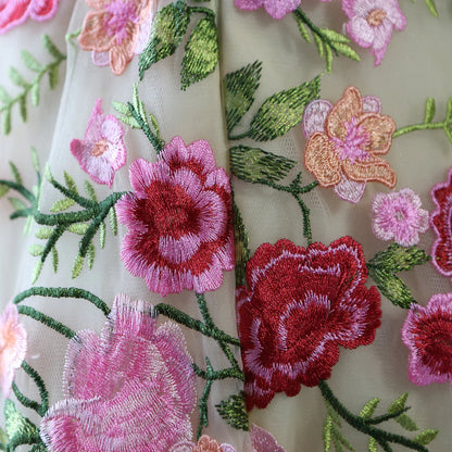 Strapless Floral Tea Length Dress with Jacket