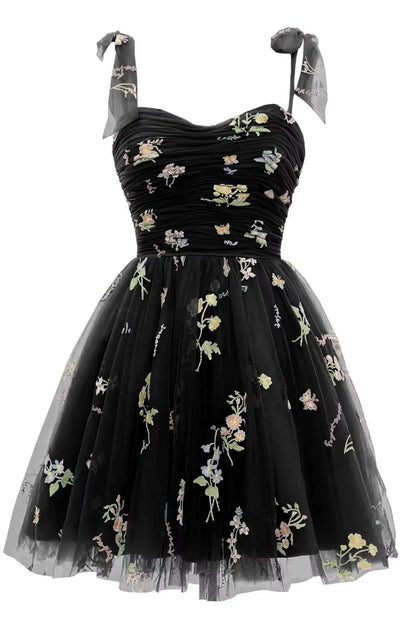 Lavender A-line Floral Short Princess Dress