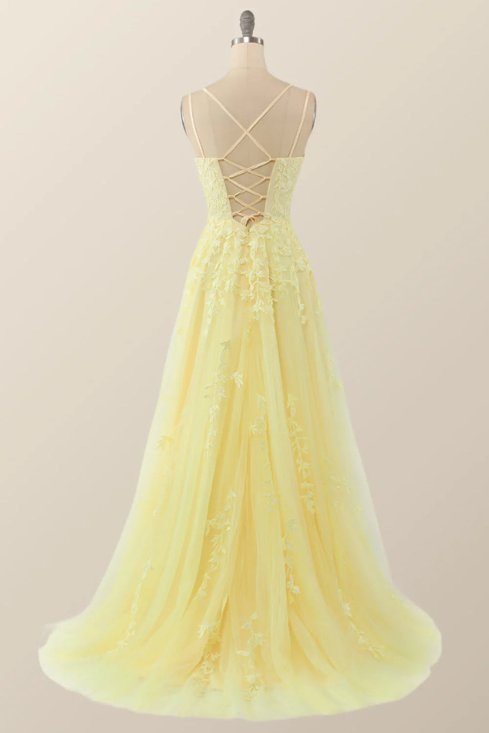 Lavender Lace Appliques A-line Long Formal Dress