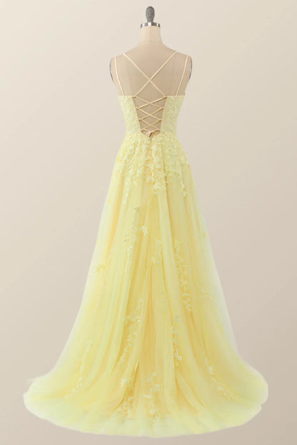 Lavender Lace Appliques A-line Long Formal Dress
