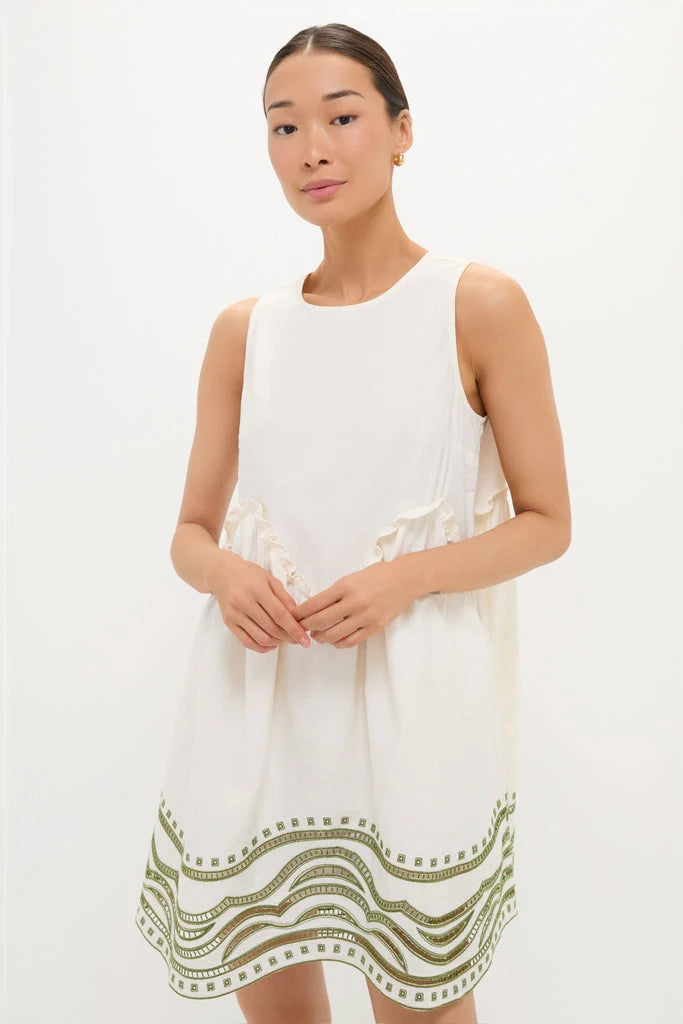 Sage Wave Cotton Joyce Mini Dress