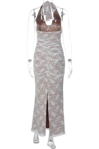 White Lace Mermaid Long Party Dress