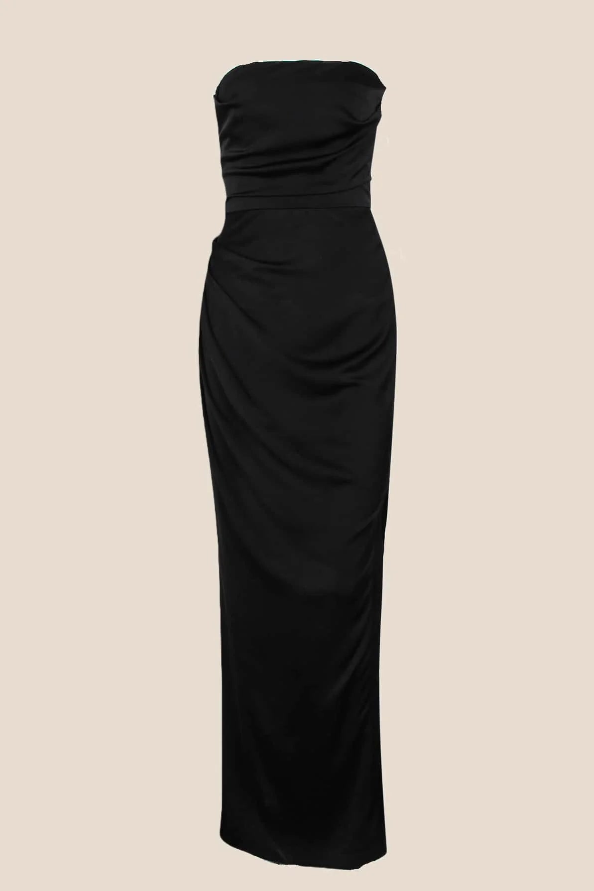 Strapless Sage Ruched Long Dress with Slit