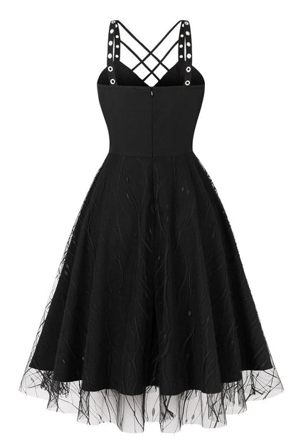 Lace-Up Black Witch Dress for Halloween