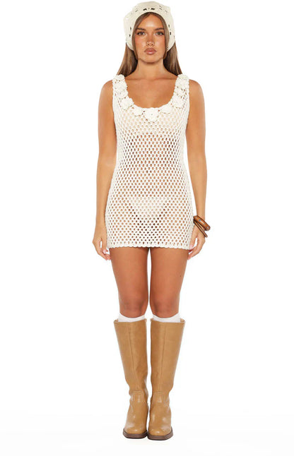 Zephyr White Crochet Mini Dress