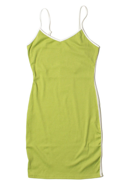 Moss Green White Trim Mini Dress