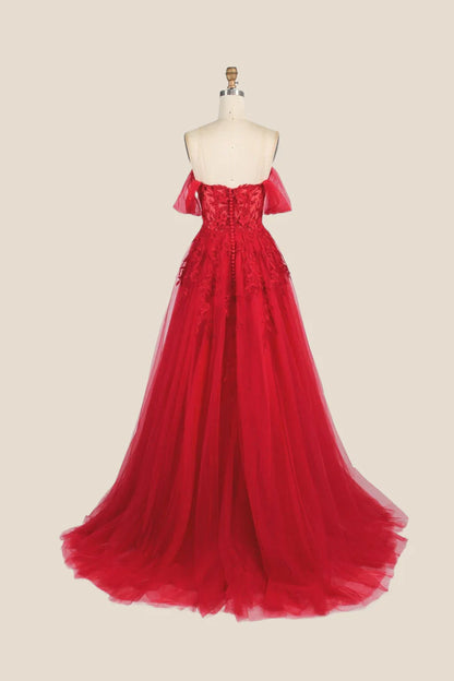 Yellow Floral Embroidery Strapless A-line Formal Dress