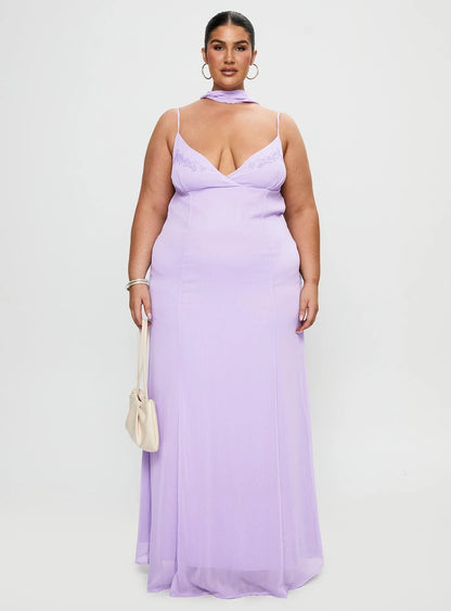 Jadira Scarf Maxi Dress Purple Curve