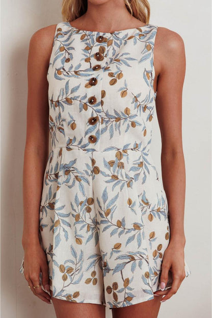 Brandy Branches Print Sleeveless Romper