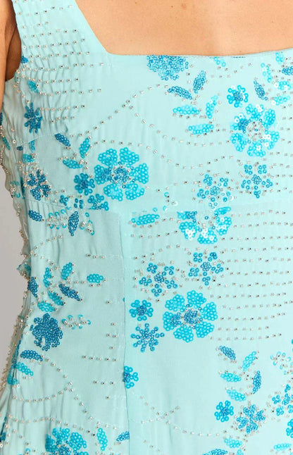 Curren Blue Beaded Mini Dress