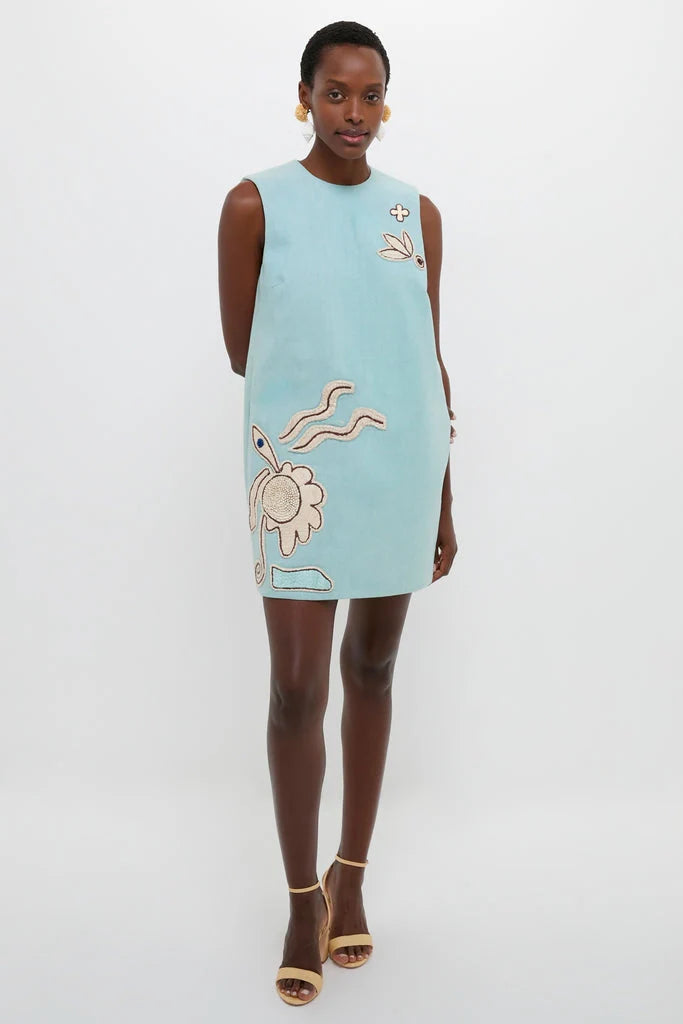 Blue Azara Raffia Mini Dress