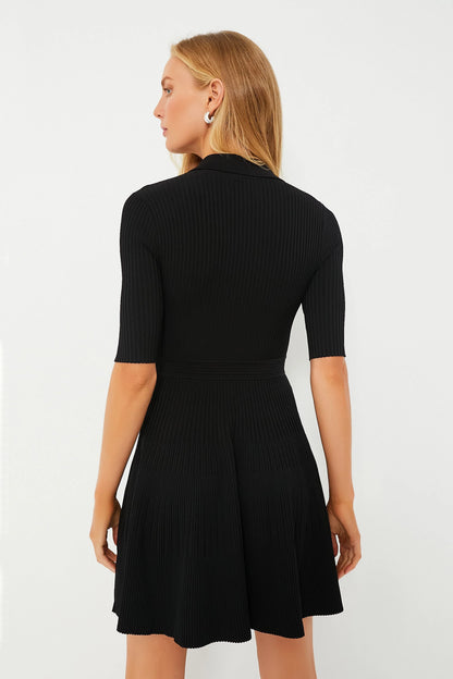 Black Patricia Core Compact Rib Polo Dress