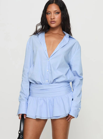 Girls Girls Girls Long Sleeve Mini Dress Blue