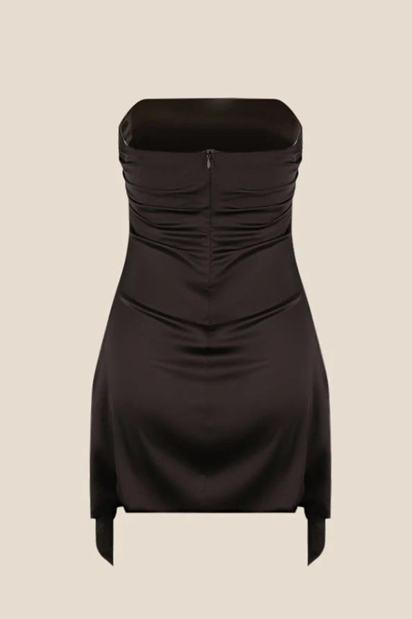 Strapless Grey Ruched Short Homecoming Dress