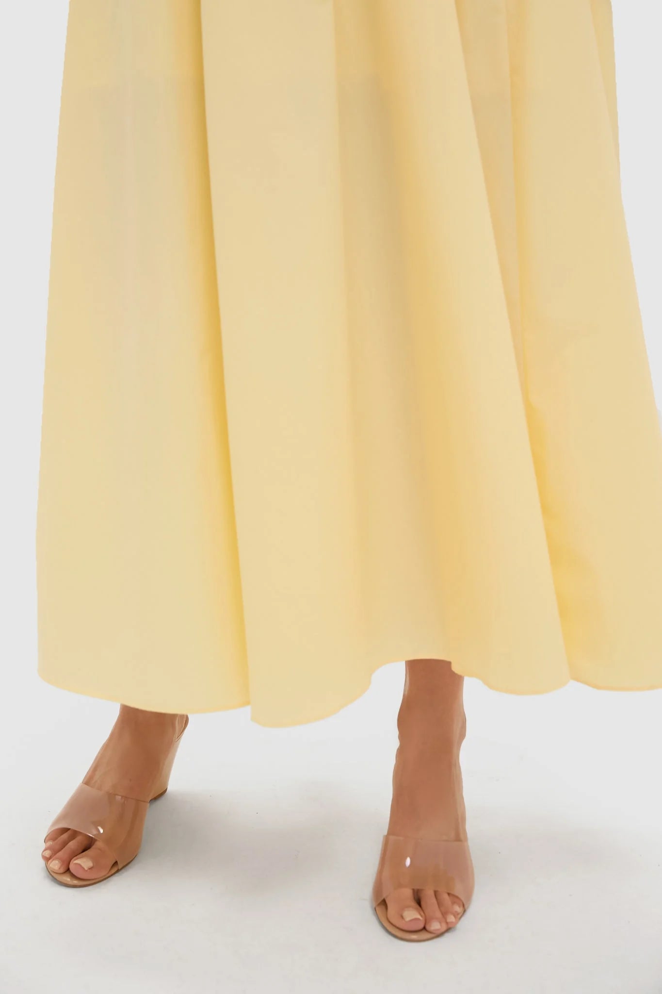 Light Yellow V-Neck Maxi Dress