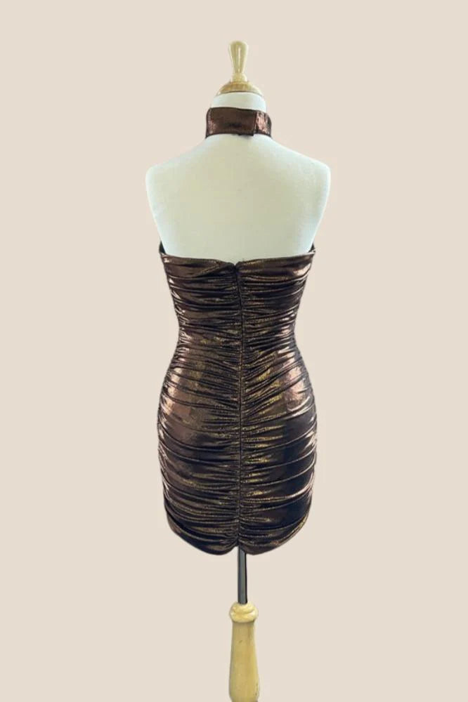 Strapless Purple Ruched Bodycon Short Dress